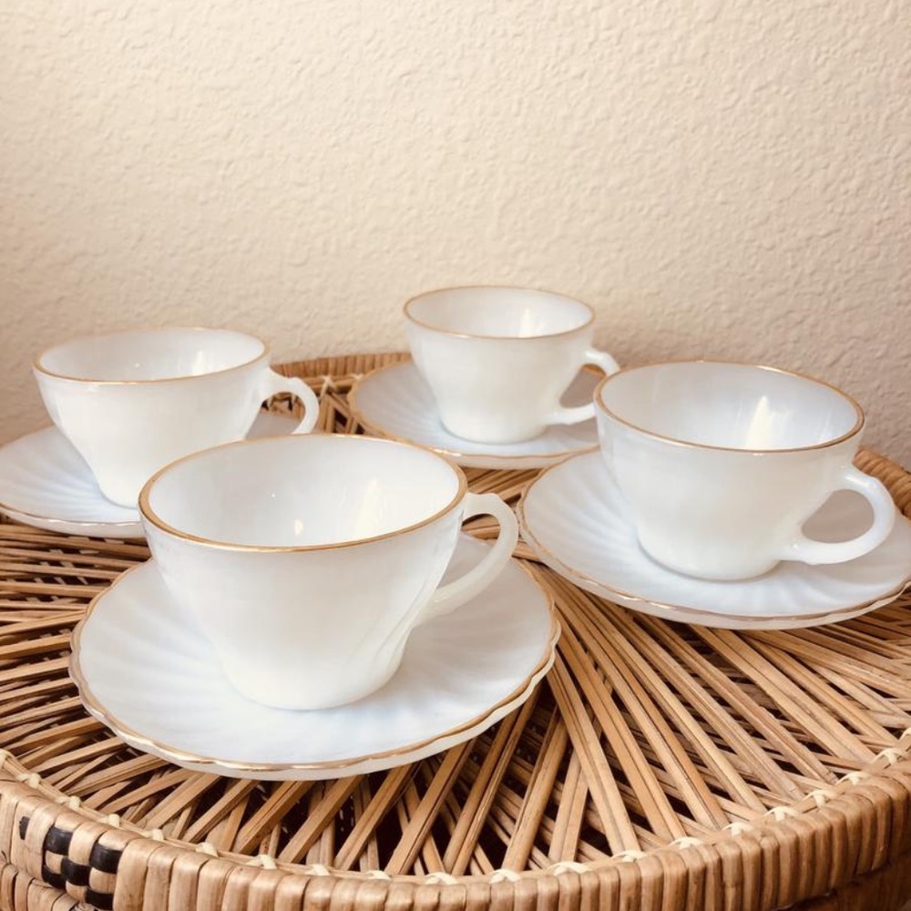 Vintage Anchor Hocking Fire King Teacup Set of 4